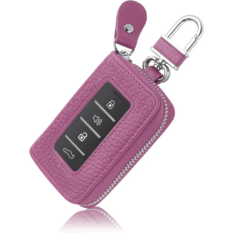 

Car Key Fob Case for Replacing Old Key Fob CoverGene Leather Car Key Case Holder with Key Ring Keychain Purple
