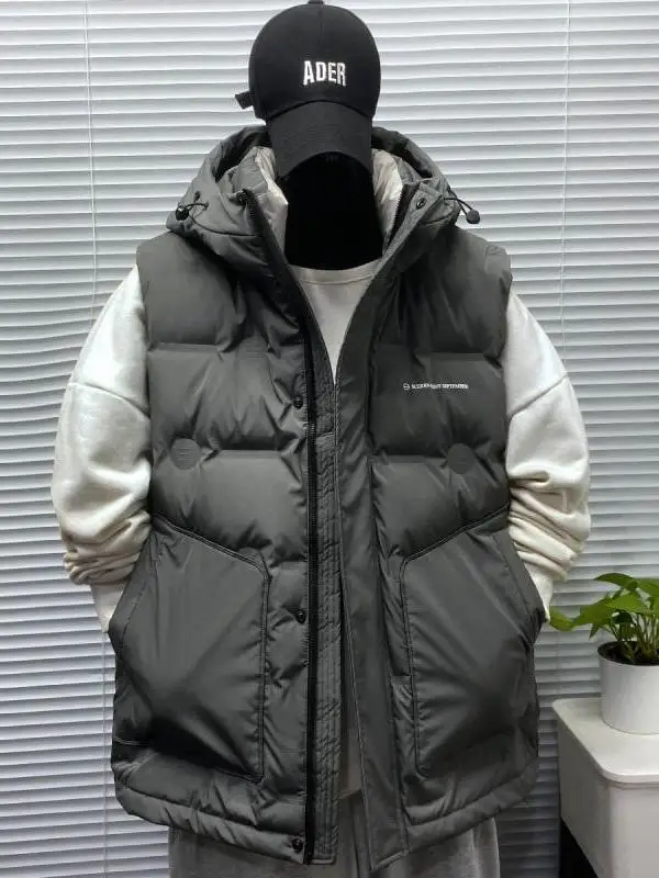 

Loose Fit Hooded down Cotton Vest Large Size 300 Pou Men's Autumn Winter Thi Warm Svel Jaet American Casual Sle