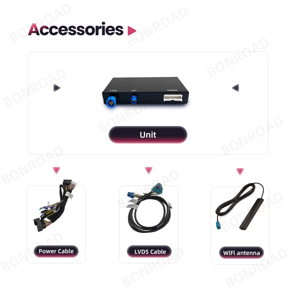 BONROAD-محول سيارة لاسلكي أندرويد ، وصلة هوائي بالمرآة ، بلوتوث بنظام تحديد المواقع والملاحة ، أودي A3 8V ، من-من #6