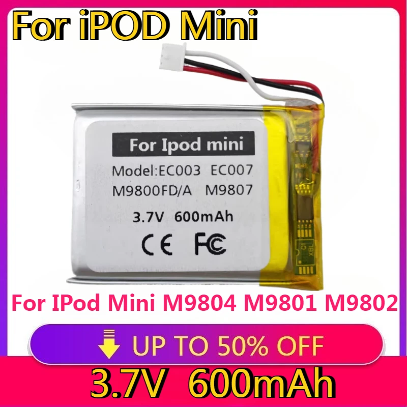 

High Quality Replaceable EC003 EC007 Battery for IPod Mini M9804 M9801 M9802 M9806 W065 M9807 A1051 M9805 4GB MP3/4 1st 2nd Gen