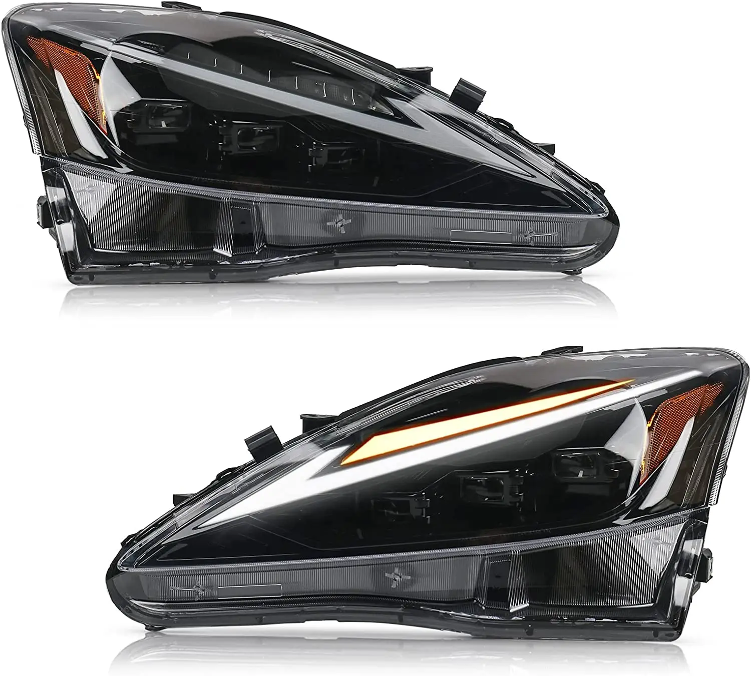 LED Headlights Assembly for Lexus 2006-2012 IS250/IS250C IS350/IS350C IS220d for 2008-2014 ISF Projector with Amber