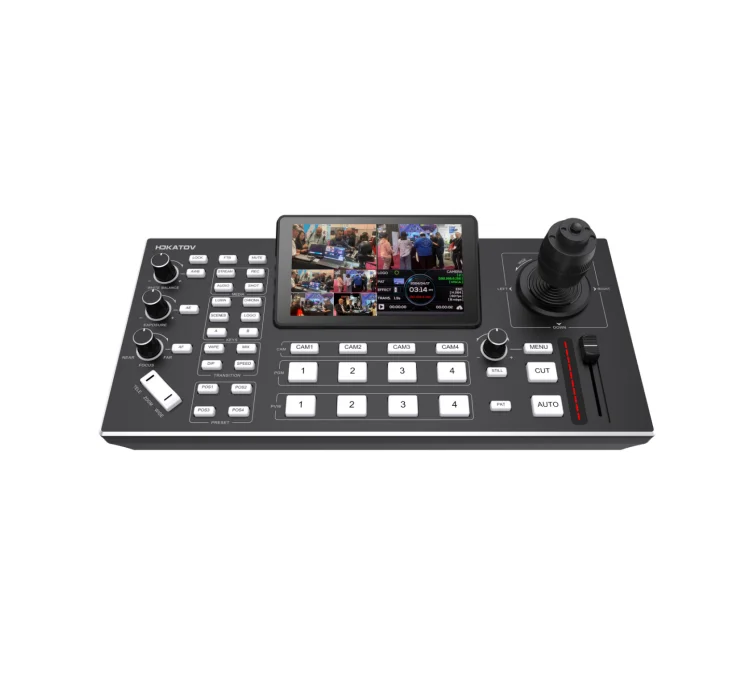 

4 Channels Video Switcher PTZ Camera Video Mixer Switcher with Camera Control for Live Streaming/Sports Event/Church