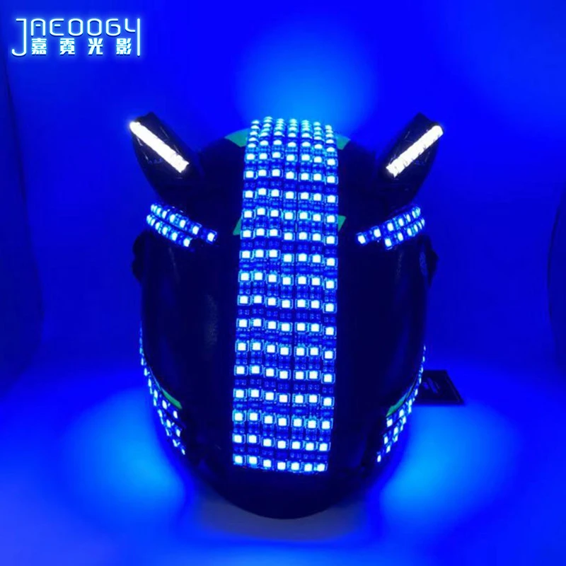 Flashing Marquee Glowing Helmet, LED Helmets, Luminous, Waterfall Flow, Robot, Suits Accessories, Fashion