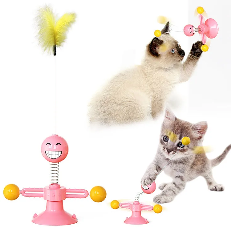 

Cat toys, spring man cat teaser stick multi-functional suction cup cat feather pet supplies