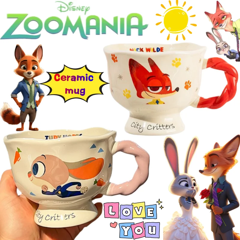 

Новая кружка Disney Zootopia Nick Wilde Judy Hopps, креативная высококачественная аниме-мультяшная принт, большая вместительная портативная кофейная кружка для пары