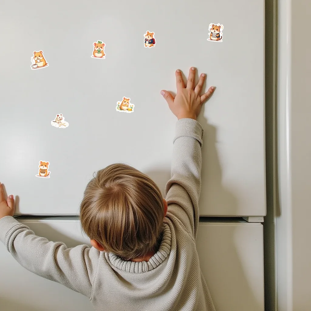 35pcs-100pcs Decals  Adorable Fun Hamster Illustration Playful Animal Sticker Cute Hamster Sticker for Instrument Phone Decor