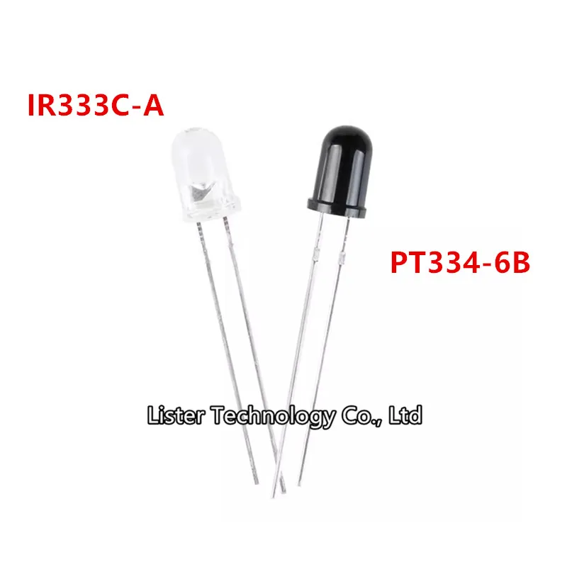 10~100Pcs/lot New IR333C-A PT334-6B IR333 IR333C PT334 DIP-2 5mm 940nm LEDs Infrared Emitter and IR Receiver Diode