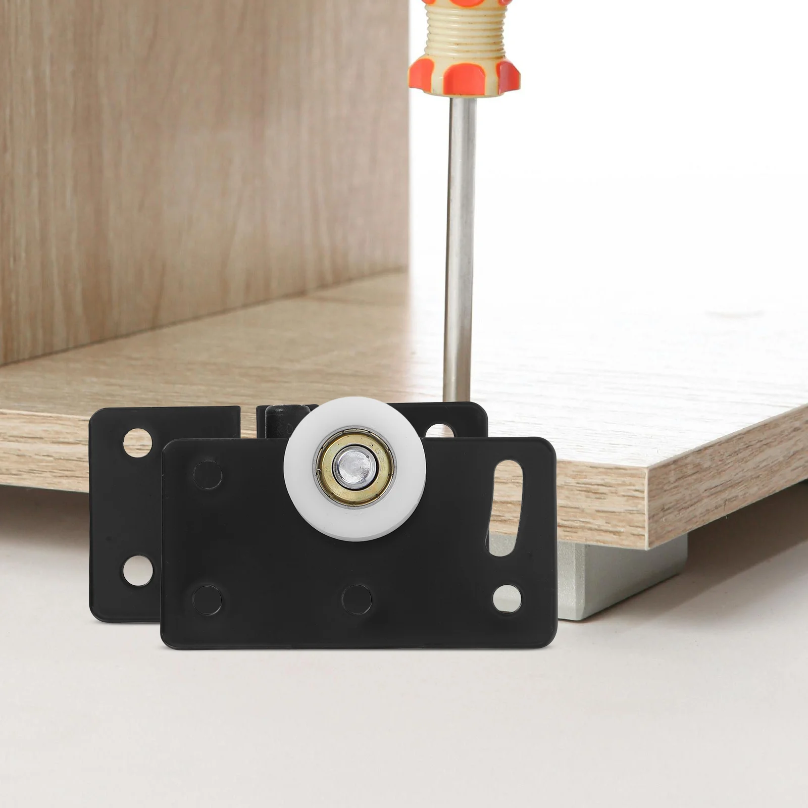 

1Set Sliding Door Pulley Hardware Kit Wardrobe Closet Cabinet Rollers Silent Track Guide Furniture Door Accessories Black