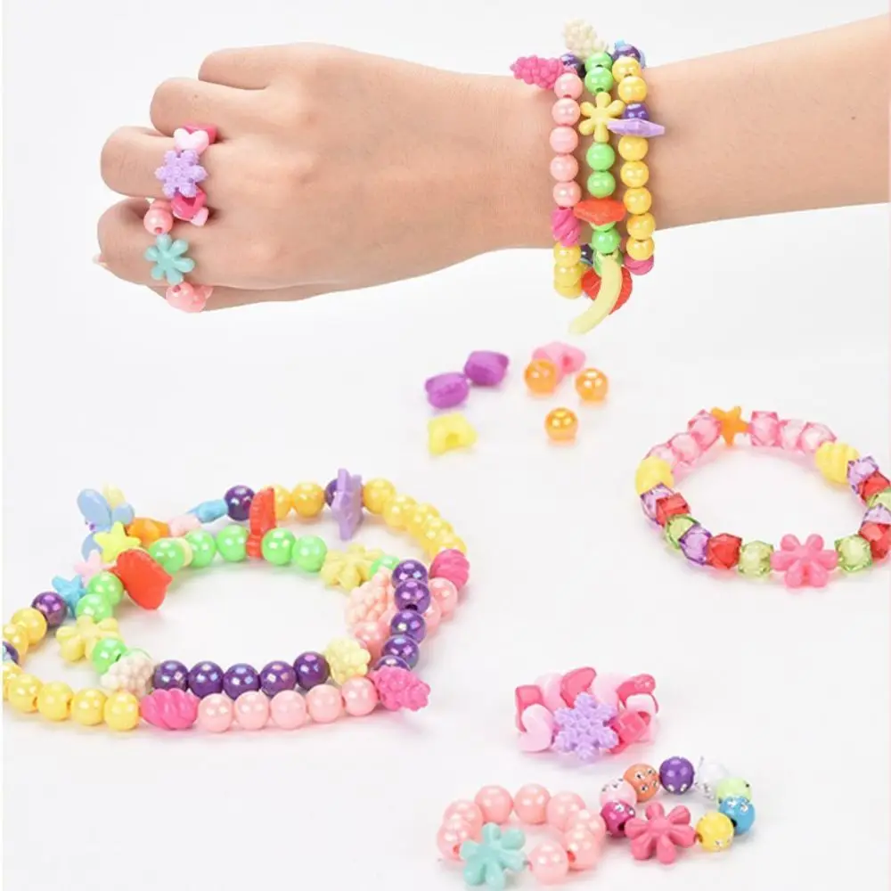 DIY Craft Small Beads Pop Beads Snap Bead Bulk Beads Interest Cultivation Bracelet Making Kit Colourful Plastic DIY Jewelry Toys