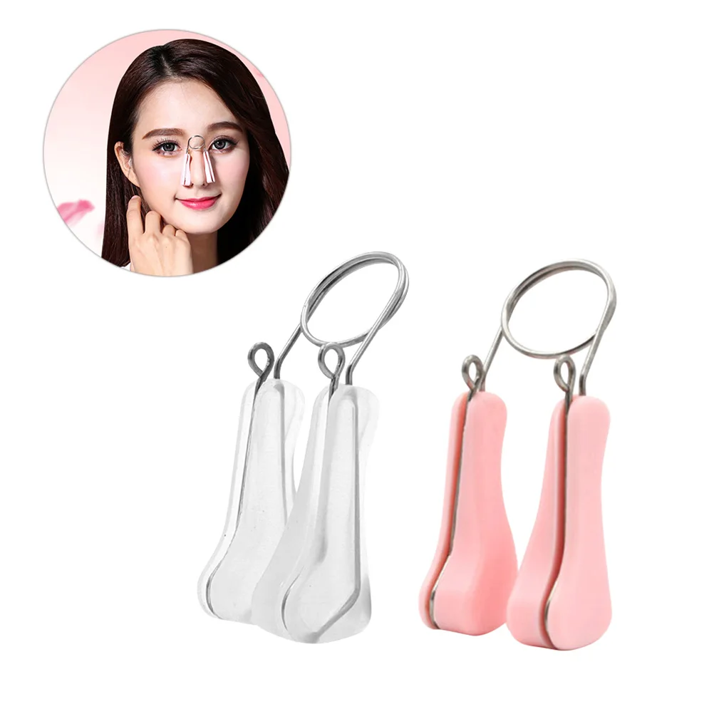 2 pezzi clip per naso verso l'alto per sollevamento del naso correttore per ponte modellante strumento di bellezza donne signore ragazze bianco rosa durevole non chirurgico