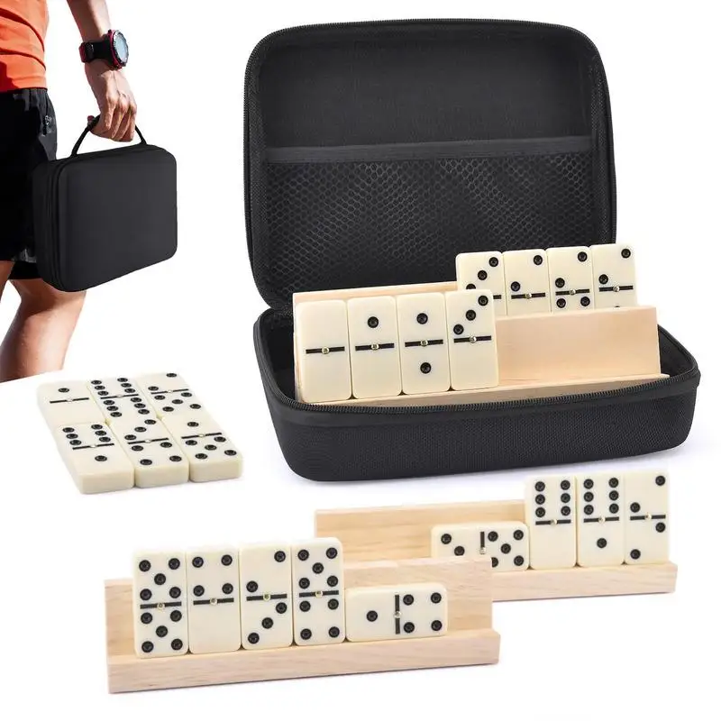 Retro Dominoes Game Set Classic Dominos In Eva Hard Case Easy Carry Traditional Design Dominos Game For Family Friends For