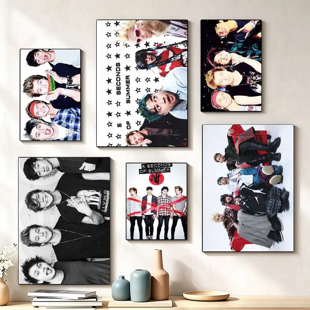 5SOS 5-Seconds of S-Summers  Poster Waterproof Wall Art Sticker For Bar Living Room Vintage Decor High Quality Print Gift