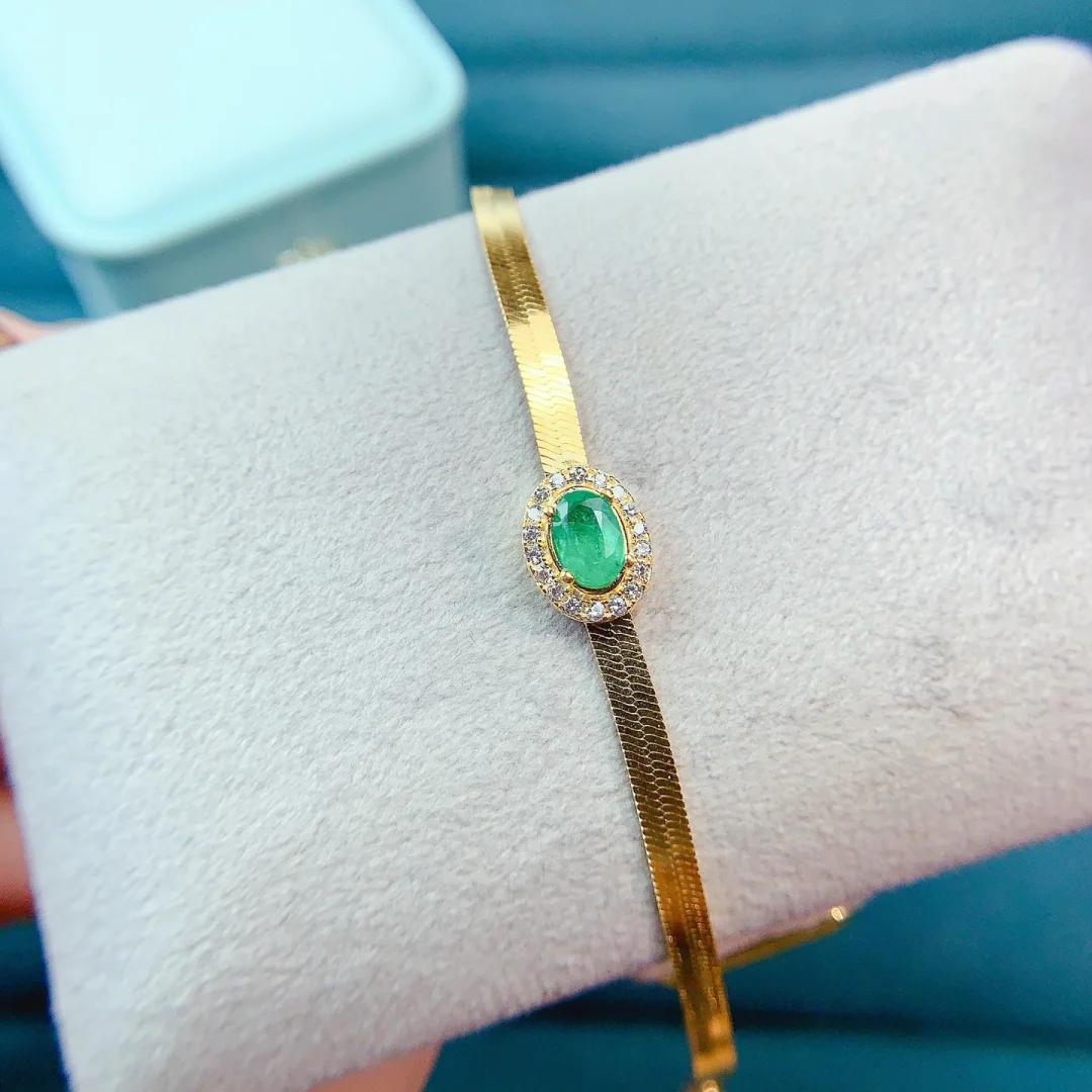Classic Luxury Design Natural Emerald Bracelet 4*6mm S925 Silver Wearing Elegant Jewelry on Daily Basis