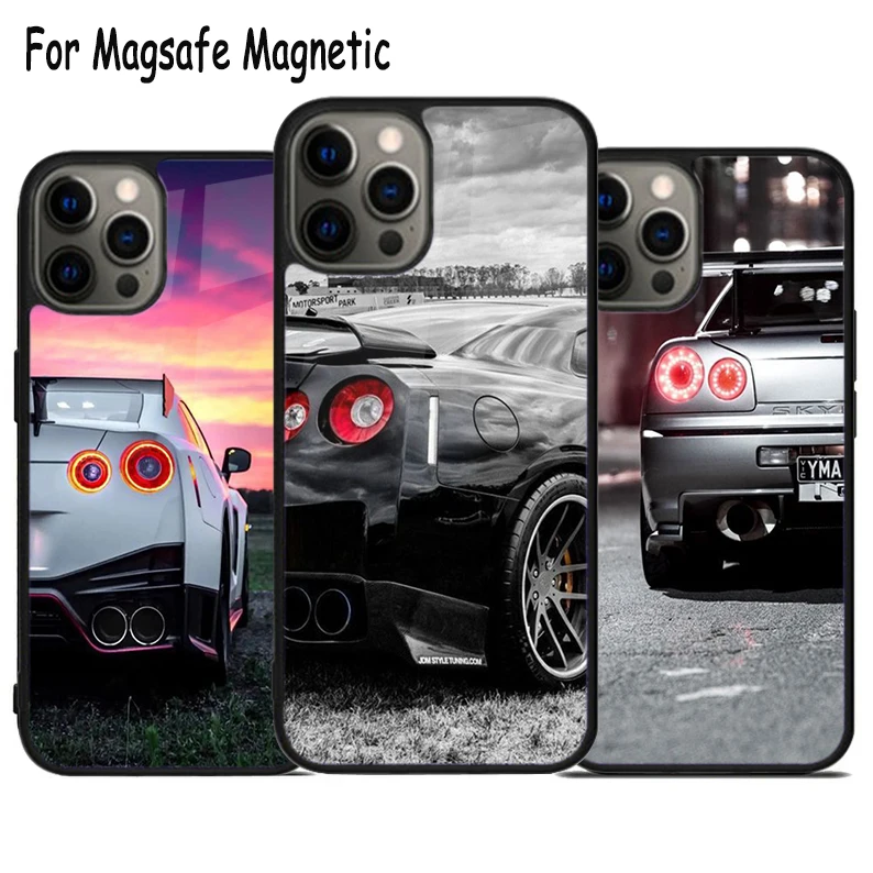 Skyline GTR JDM Wireless Charge Magsafe Phone Case For iPhone 15 16 14 13 11 12 Pro Max Plus Magnetic Bumper Cover