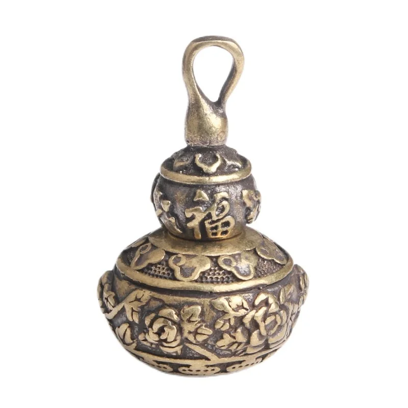 

Brass Blessing Lotus Gourd Charms Lucky Key Chain Pendants Pill Box Container