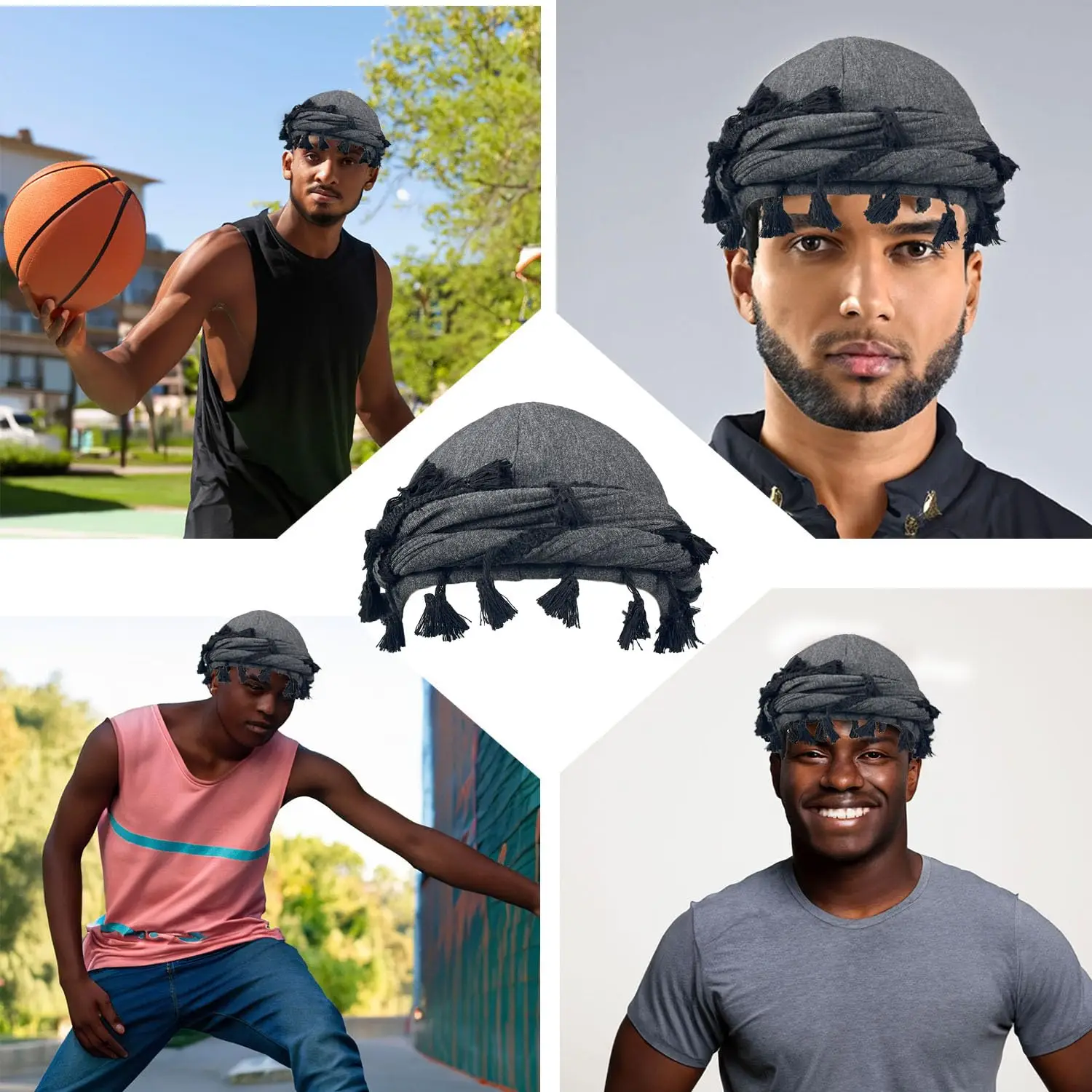 Vintage Twist Bonnet Hanging Beard Pirate Hat Men Women Comfortable Tassel Beanie Waves Braids Cap Outdoor Lightweight Hat