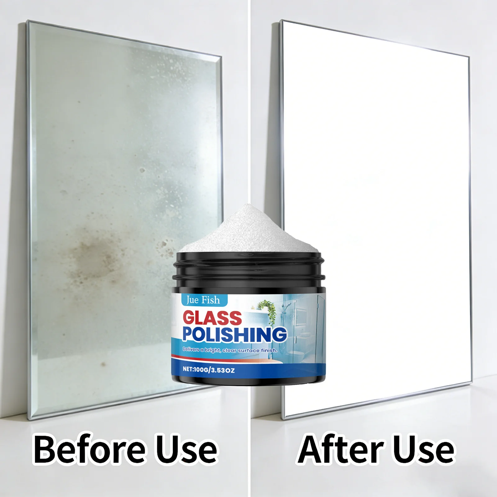 Glass Polishing Powder - Remove Scratches & Stains, Restores Clarity for Car Windows, Mirrors, Household Glass High-Gloss Finish