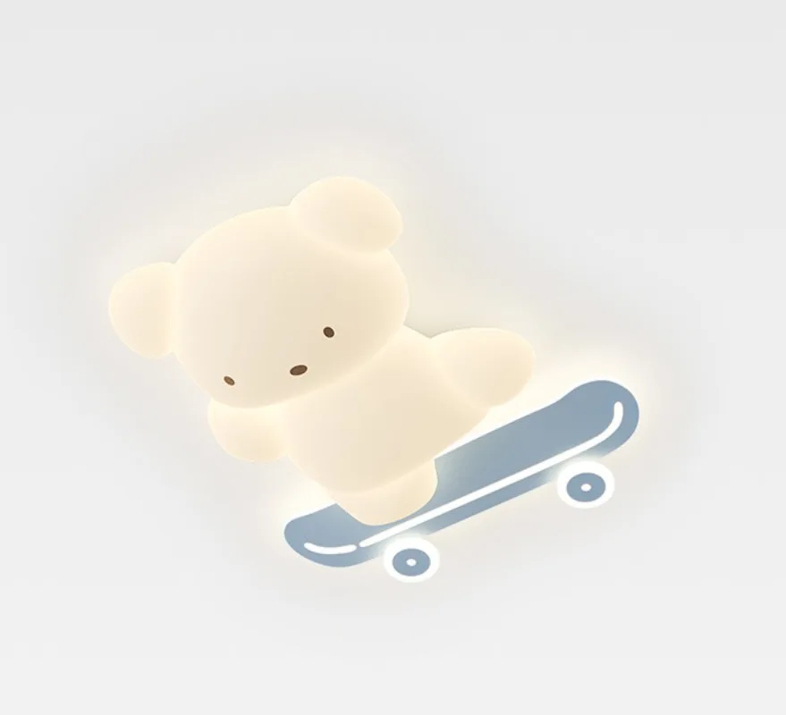 Nordic modern full spectrum eye protection ceiling light cream style bedroom cartoon skateboard bear lighting fixture