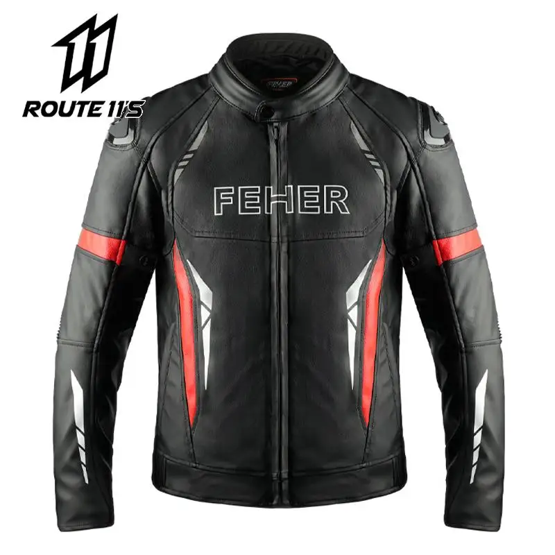 

PU Leather Motorcycle Jacket Windproof Wear Resistant Motocross Riding Protective Clothing Men Four Seasons Leather Clothes