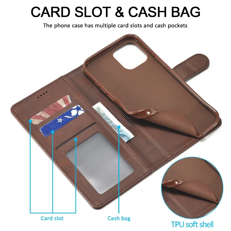 Leather Wallet Phone Case For iPhone 15 Pro Max 14  Plus Flip Card Slot Holder Cover