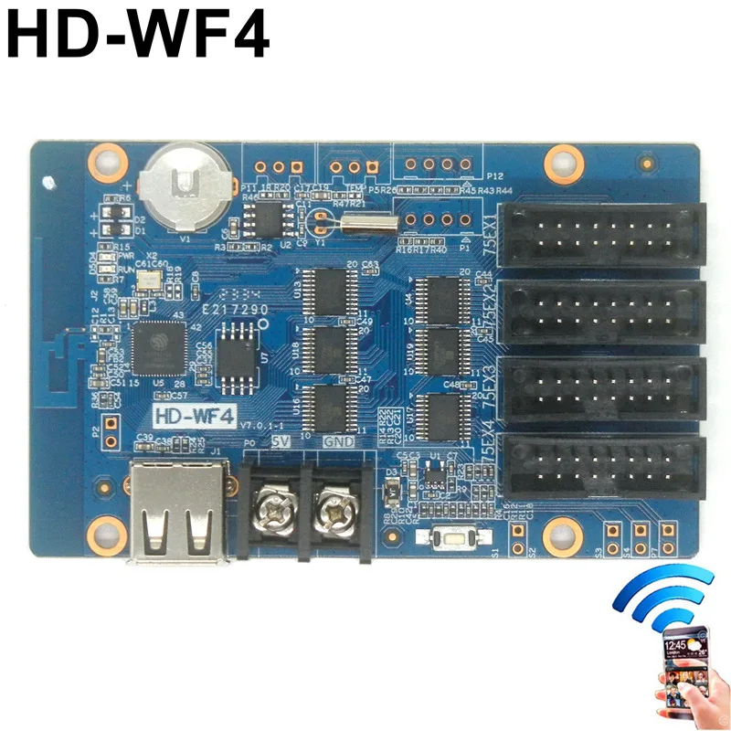 HD-WF4 Wifi And USB Led Control Card 1280x64 Pixels Full Color Controller 4xhub75e for P2.5 P3 P4 P5 P6 P10 module HD-W62-75