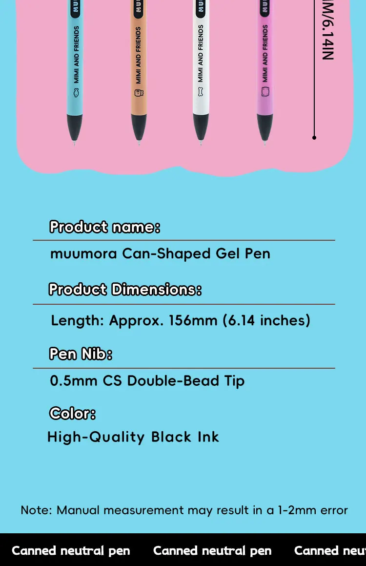 1 Stück Druckknopf-Kugelschreiber im Dosenformat. Niedlicher, ästhetisch ansprechender 0,5-mm-Übungskugelschreiber im Instagram-Stil mit schnelltrocknendem schwarzem Tinte. Kreatives Schreibwaren-Set für Studenten – Detail 12