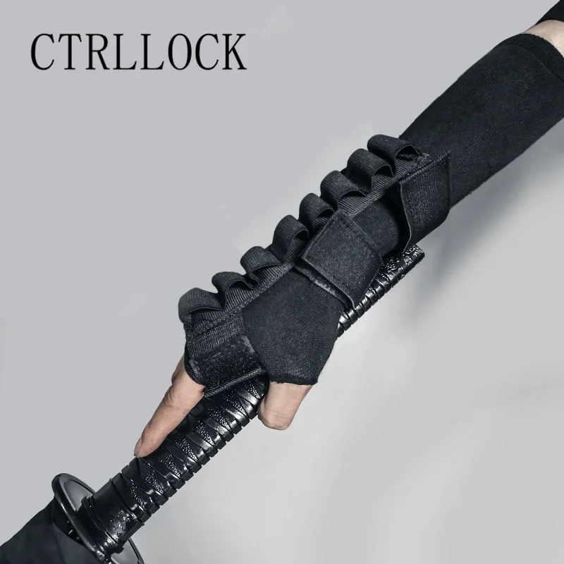 CTRLOCK-Ninja cinta fivelas luva, preto, chique pulso embrulhado, streetwear, anel do braço, 1 peça