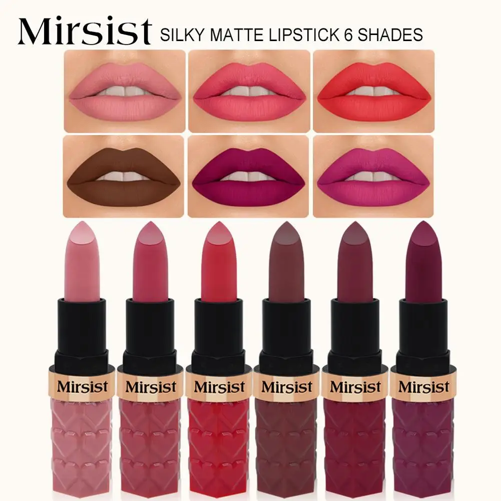 6-color Matte Private Label Solid Lipstick Custom Logo Lipstick Long-lasting Moisture Bulk Black 3.5g Tube Velvet Makeup Pa G0R8