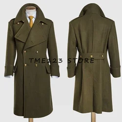 Groene Trenchcoat Heren Wollen Jas V-Hals Slanke Double-Breasted Casual Winter Bovenkleding Winterjassen Man Australië