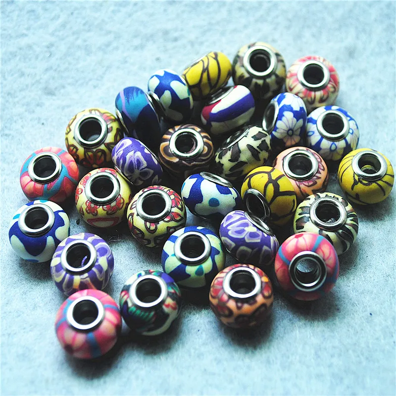 Espaciador de cuentas de arcilla polimérica para pulseras Shamballa, fabricación de cuentas europeas, tamaño 9x13mm, cuentas Fimo de moda superior, 25 uds.
