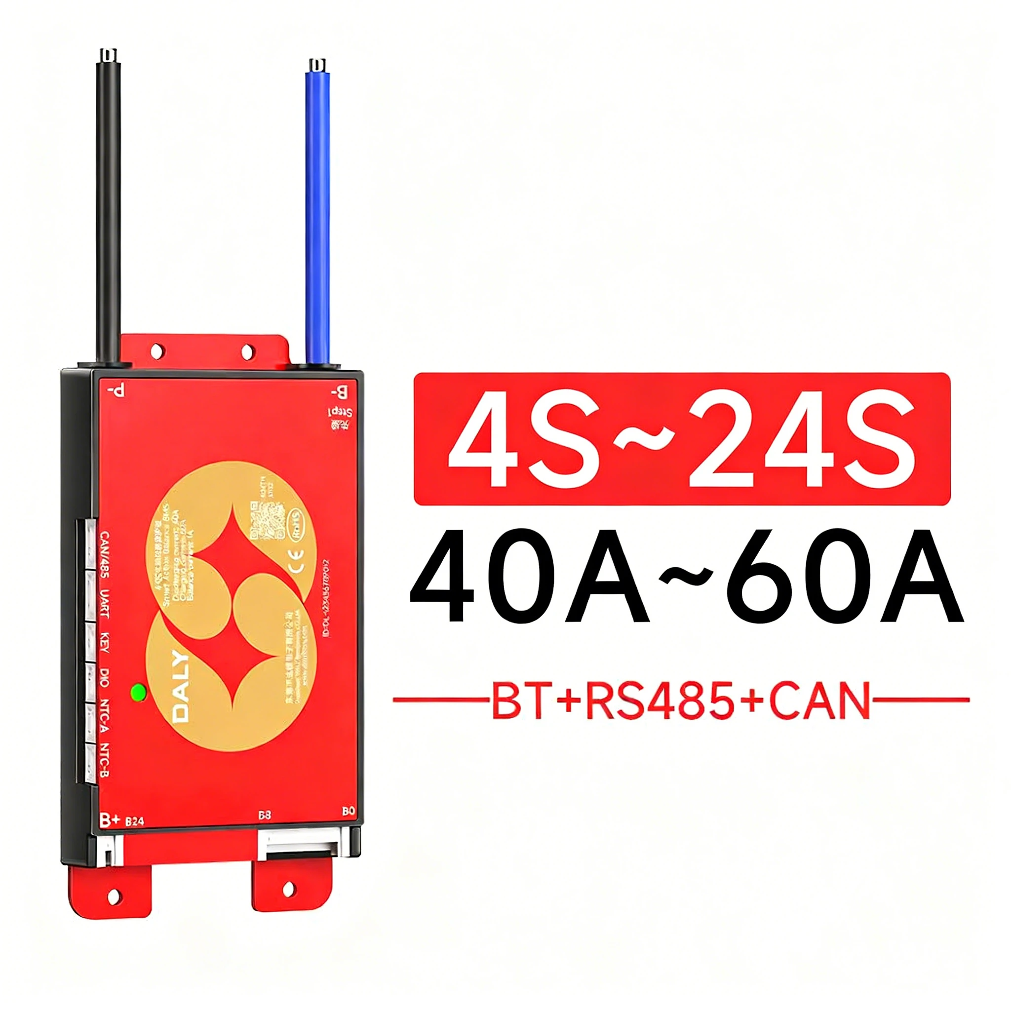 Daly Smart BMS 4s 8s 12s 16s 20s 24s 40A 60A WIFI Bluetooth RS485 CANBUS Built in Active Balancer for lifepo4 li-ion NMC LTO — product photo 1 of 1
