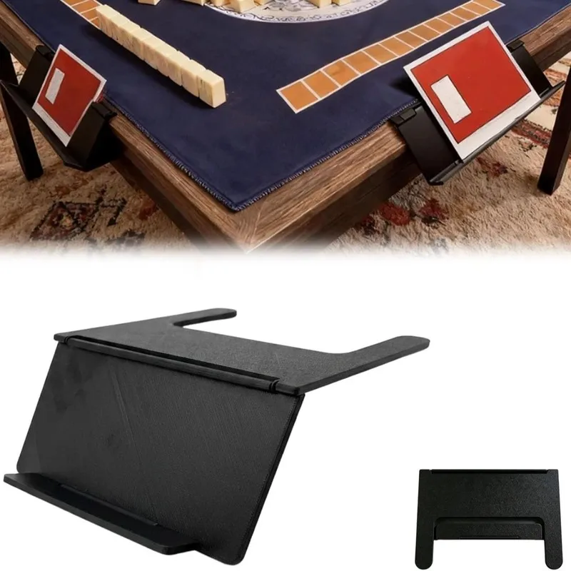Mahjong Card Holder 3D Printed Black Foldable Clip On Table Edge Rack For Tabletop Mahjong Game Adult Indoor Party Gaming