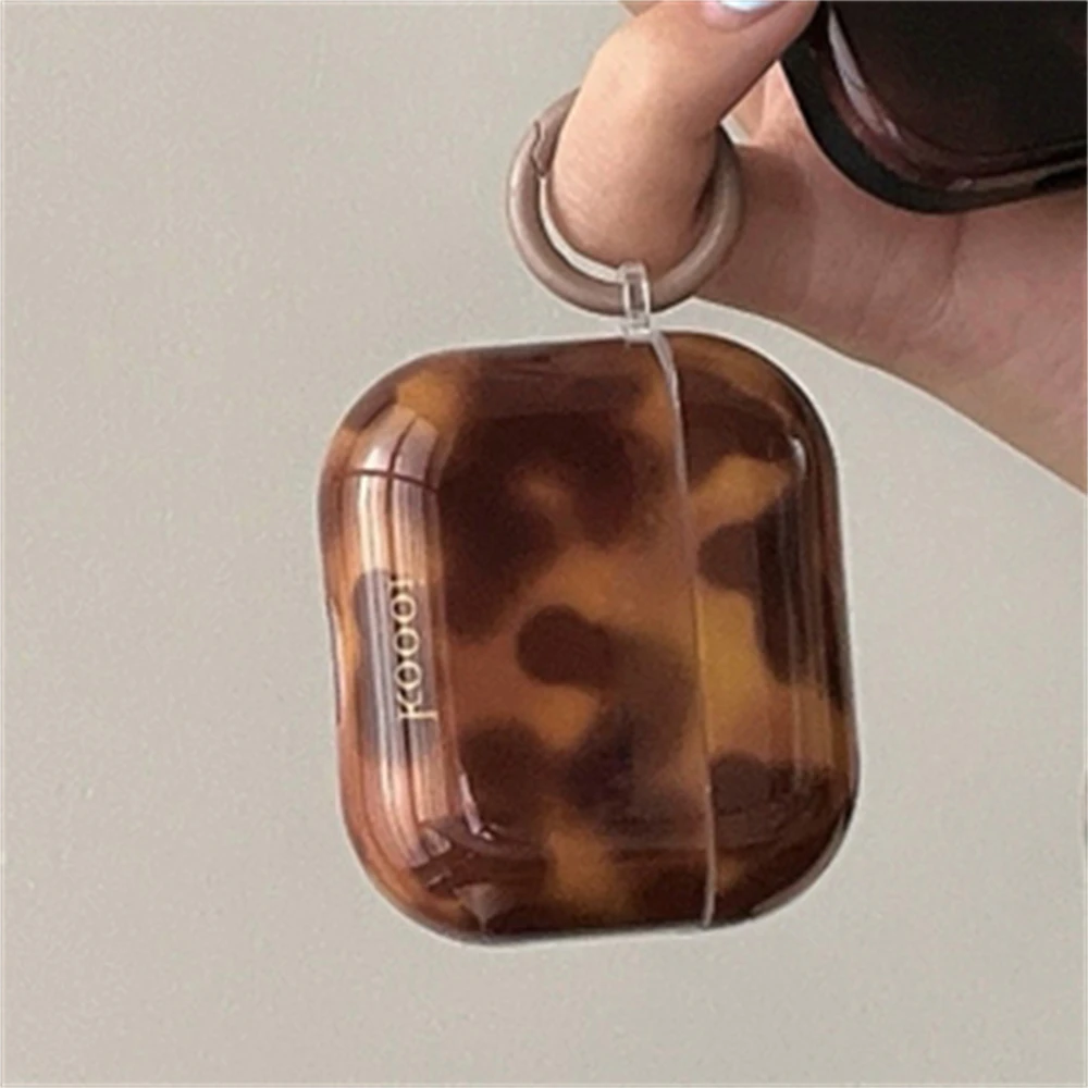 Capa de Fone de Ouvido Kawaii 3D bonito com chaveiro, padrão âmbar, escudo protetor, estojo macio para Airpods 1, 2, 3, Airpods Pro 2, luxo