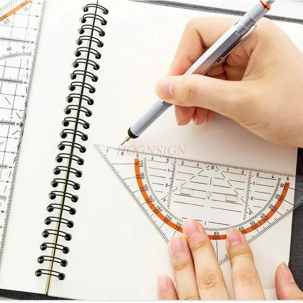 Imagen 3: Regla triangular profesional de dibujo dibujado a mano y transportador con mango, tablero triangular isósceles de ángulo recto, 1 Uds.