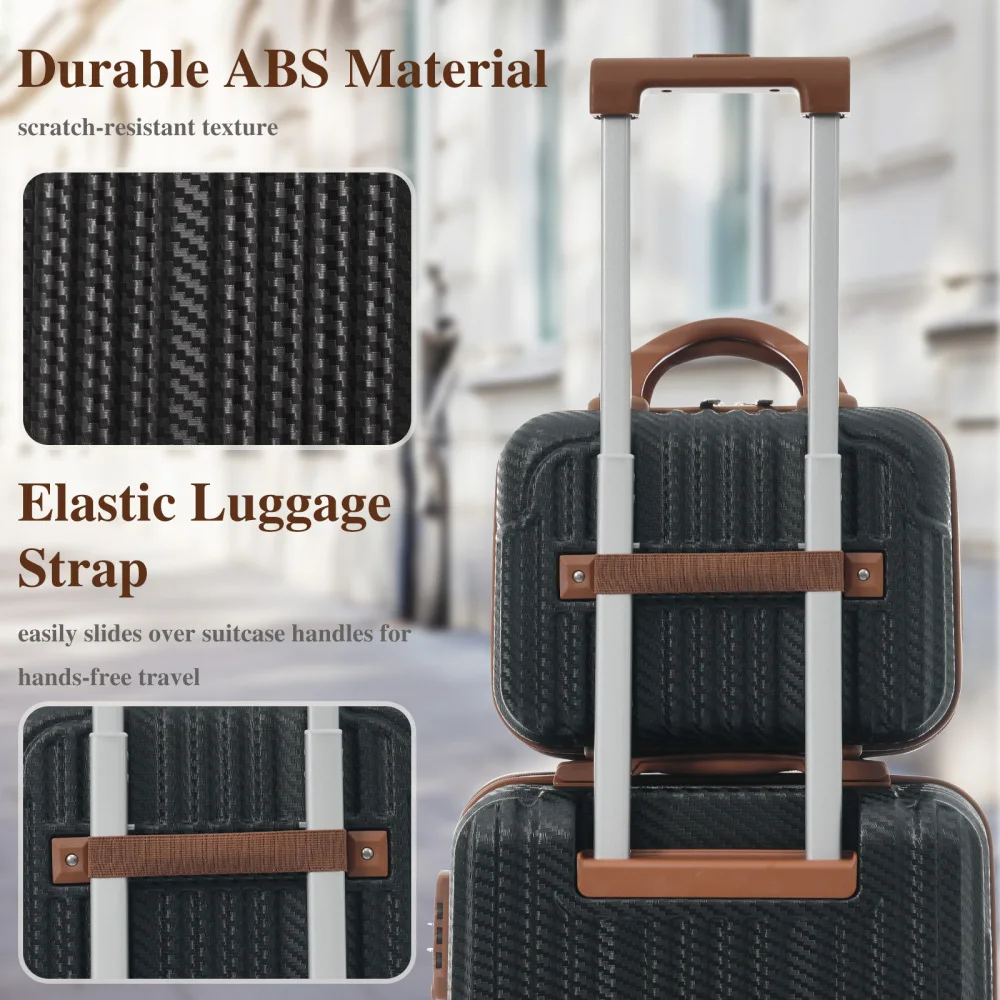

6Pcs ABS Hardshell Luggage Set Durable Anti-Scratch With Spinner Wheels TSA Lock Side Hooks Lightweight Travel Suitcase