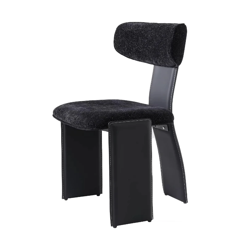 Italian Style Saddle Leather & Fabric Dining Chair Versatile Kitchen Island Stool Home Office Desk Seat Premium Accent Seating