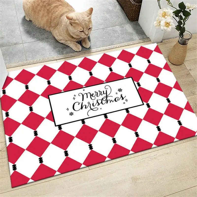 Christmas Decoration Door Mat Merry Christmas Pattern Bathroom Kitchen Room Floor Mat Absorbent Non-slip Home Decoration