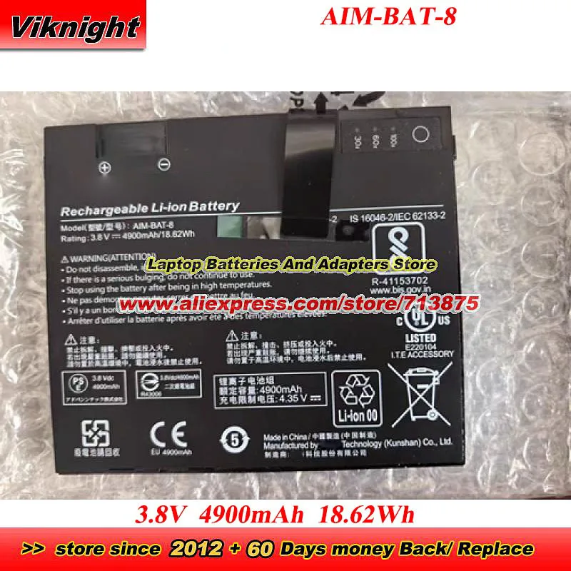 AIM-BAT-8 Battery 3.8V 4900mAh 18.62Wh for AIM8 AIM-65 AIM-BAT0-0252 laptop Battery