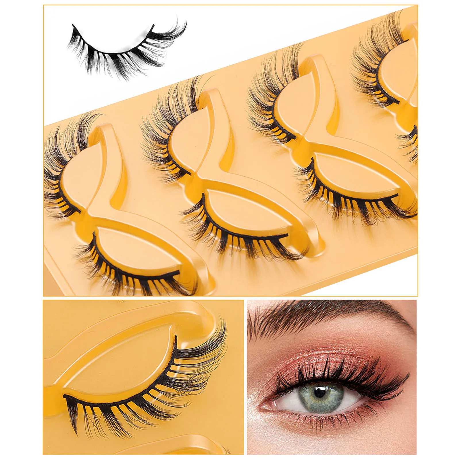 Wispy False Eyelashes Fluffy Volume 5 Pairs Dramatic Cosplay Anime Eyelash for Christmas New Year Cosplay