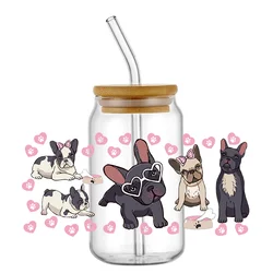 Easy peel waterproof DIY Decals Cute Dog 3D transfers uvdtf crystal sticker 16oz uv dtf cup wraps for Libbey Glasses