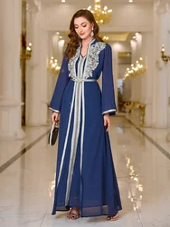 TOLEEN 2024 New Ladies' Mesh Patchwork Embroidered Ribbon Dress Luxury Elegant Arabian Muslim Formal Party Evening Maxi Dresses