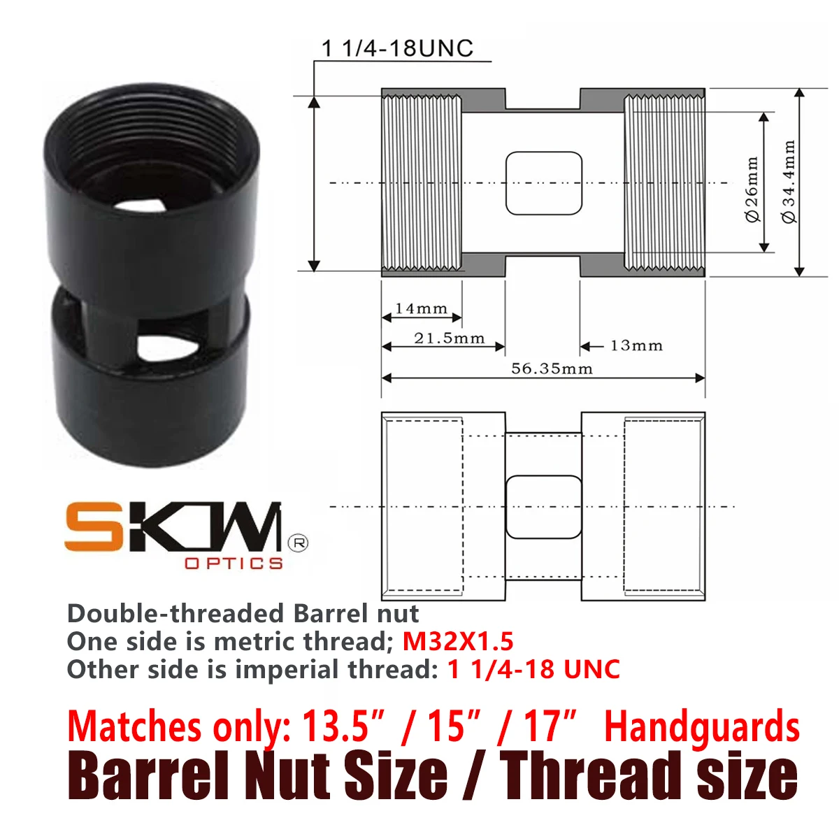 SKWGEAR Guardamanos AR15 Keymod M-LOK Free-Float Aluminio Picatinny