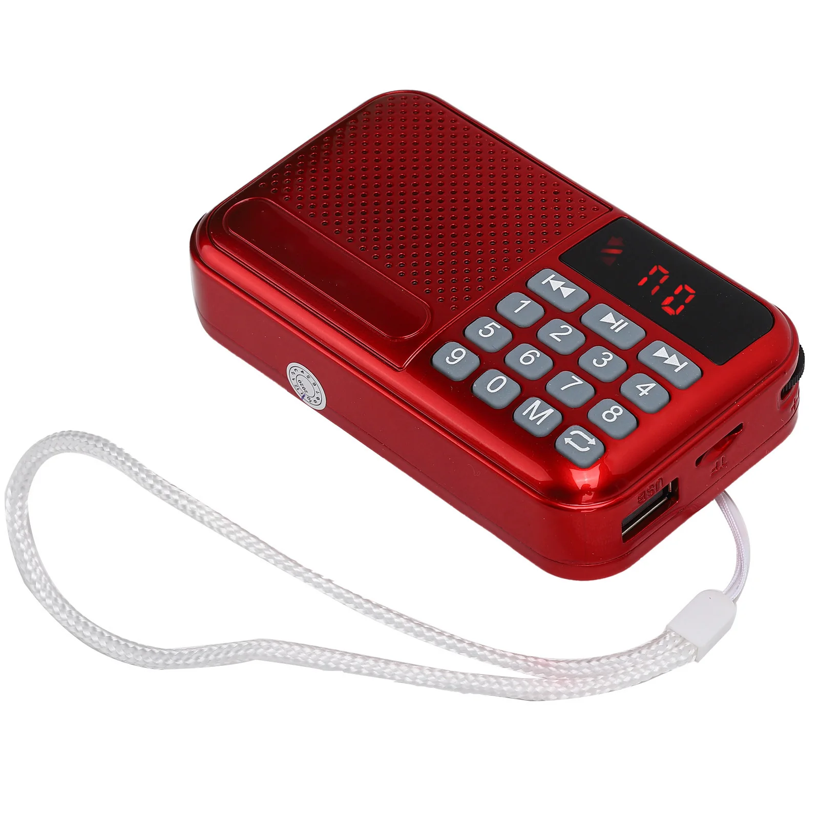 Audio Player Digital Radio FM Radio K-89 Multifunction Portable FM Radio USB Audio Player Support Memory Card Red Music Player