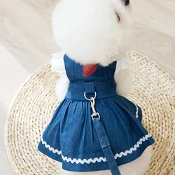 Princess Style Dog Dress Pet Denim Dog Skirt for Small Dog Summer Puppy Wedding Dress Cat Suspender Skirt Chihuahua Dog Clothes