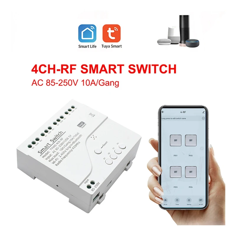 Tuya smart wifi motor schalter modul rf 433 funk fernbedienung 4ch inch relais für alexa google home, 4ch