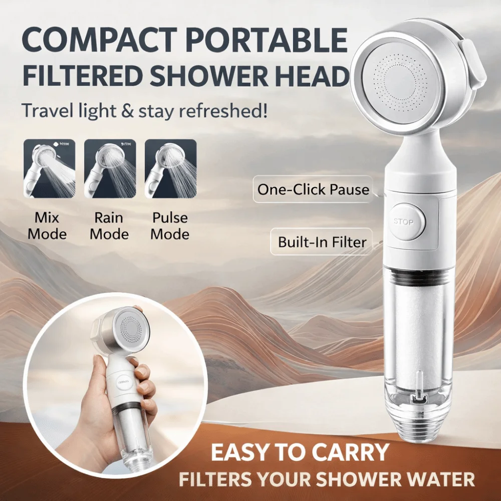 Antibacterial Shower Head Pressurized Water Saving Filtered Shower Head Removable Filter 3 Modes Antibacterial Shower Nozzle