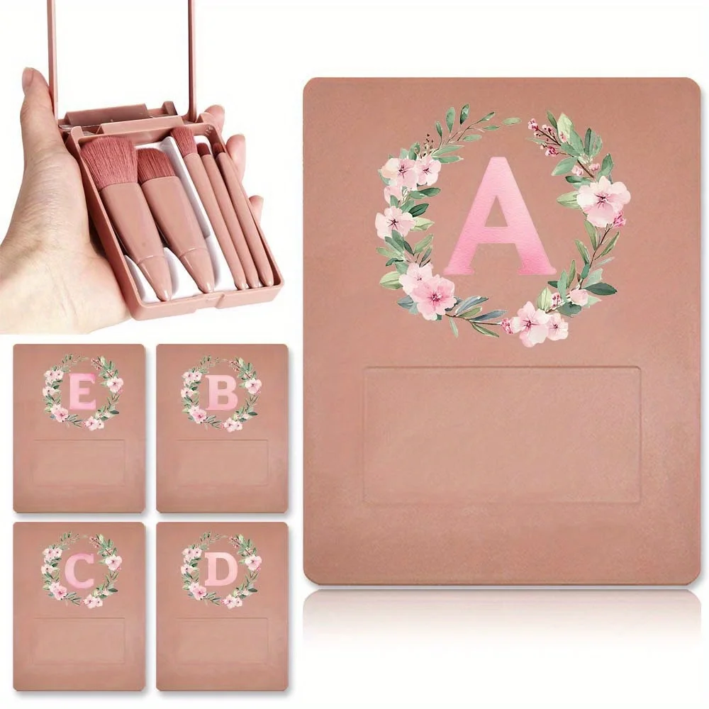 Eye Makeup Brush Set Multi Functional Soft Hair Makeup Tool with Mirror High Beauty Durable Storage Box Wreath Letter Pattern
