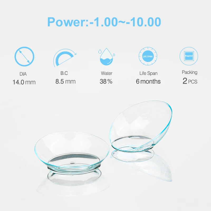 -1.00~-10.00 Transparent Lenses Contact Lenses for Vision Correction Lens Prescription Lenses for Eyes Myopia Lens wiht Degree