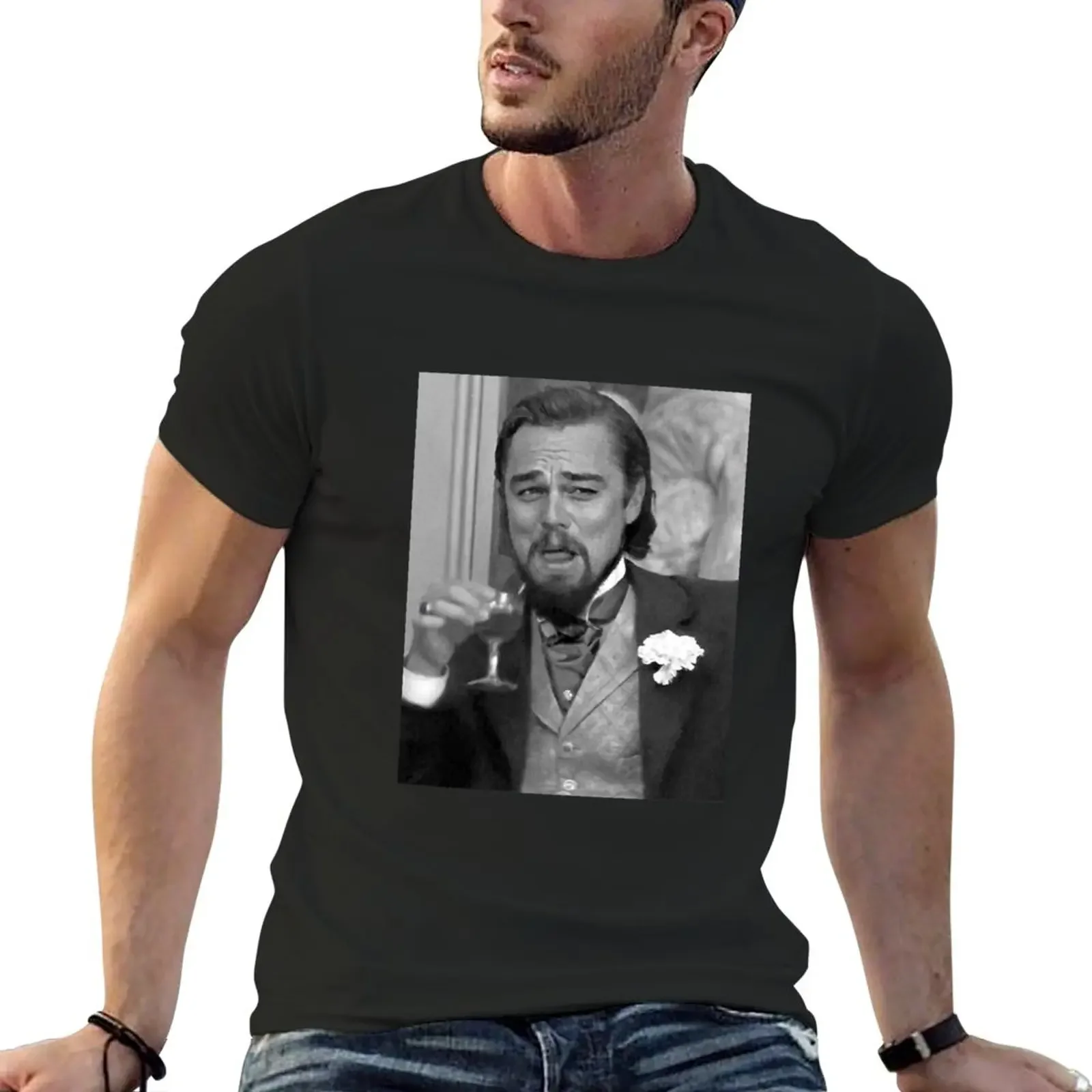 New Beautiful Model Leonardo Dicaprio Django Laughing Meme Halloween T-Shirt korean fashion men clothings