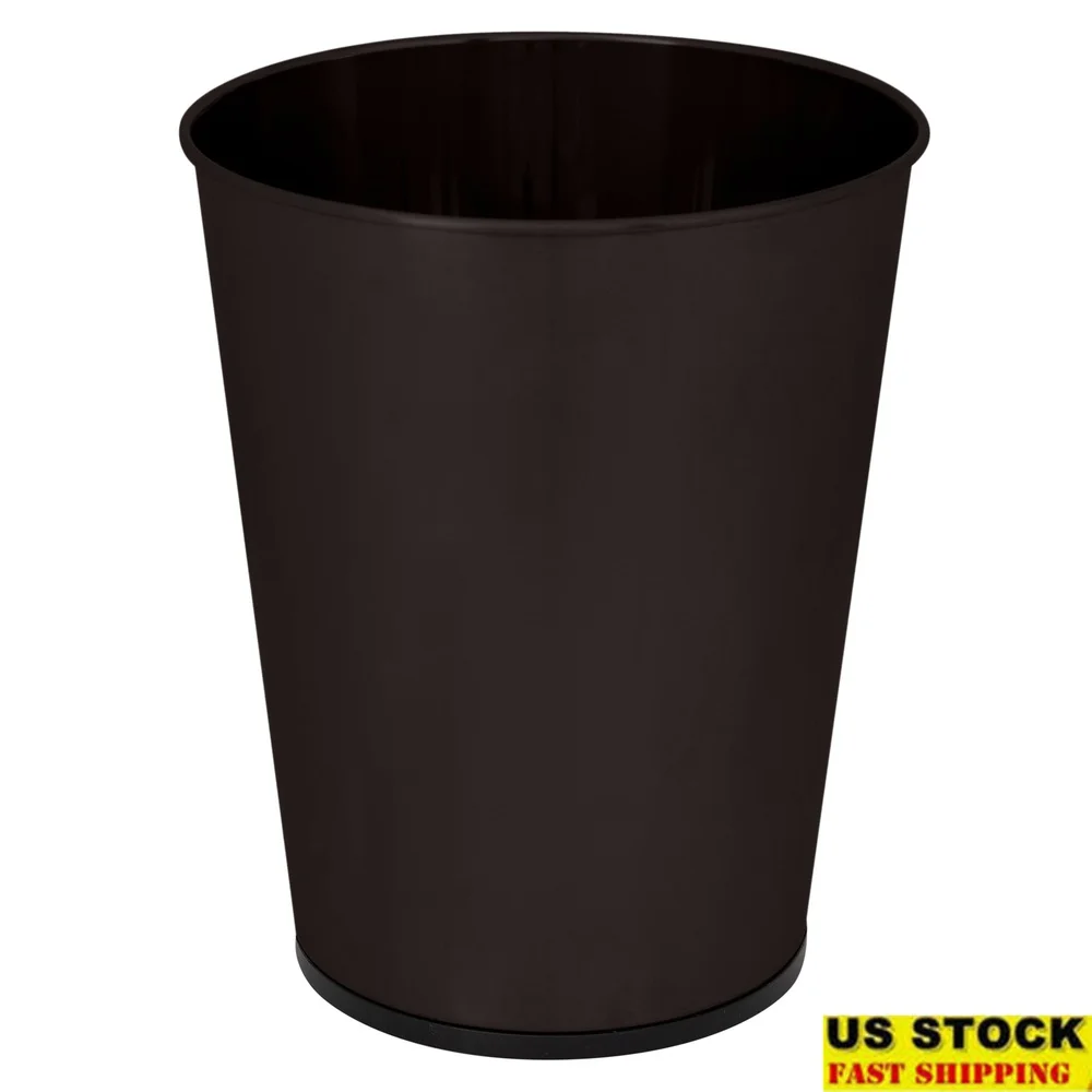 Cubo de basura de hierro compacto para baño, cesta de basura redonda ligera, uso interior para el hogar y la Oficina, bronce teñido con aceite, capacidad de 5L